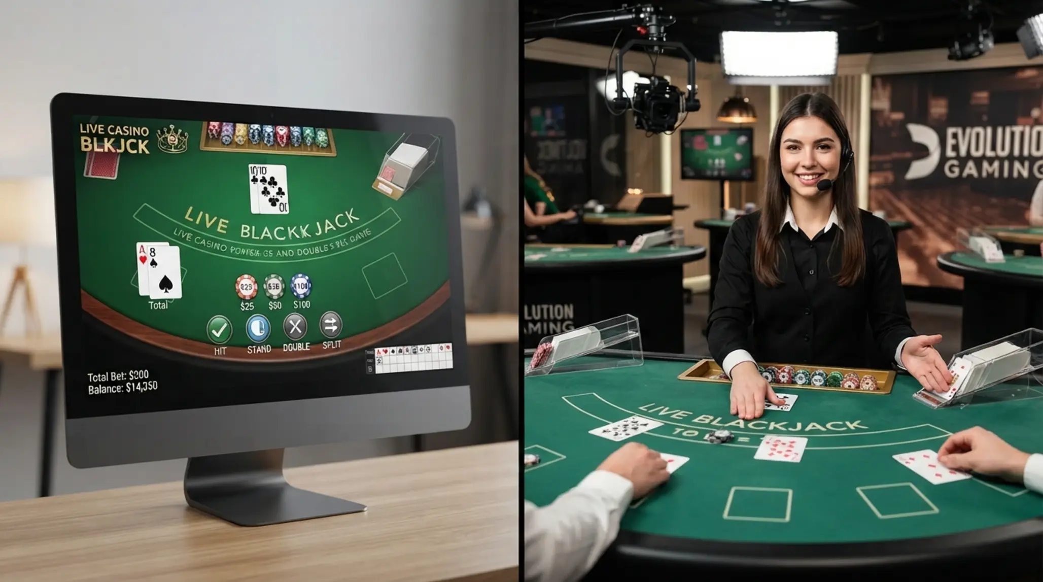 Porovnanie online a live blackjacku