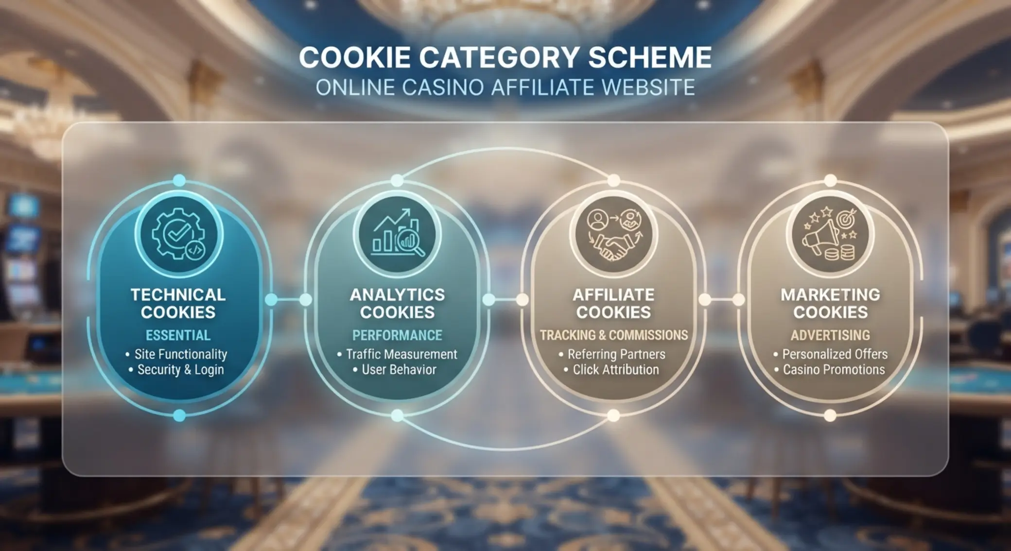 Schéma typov cookies na casino stránke