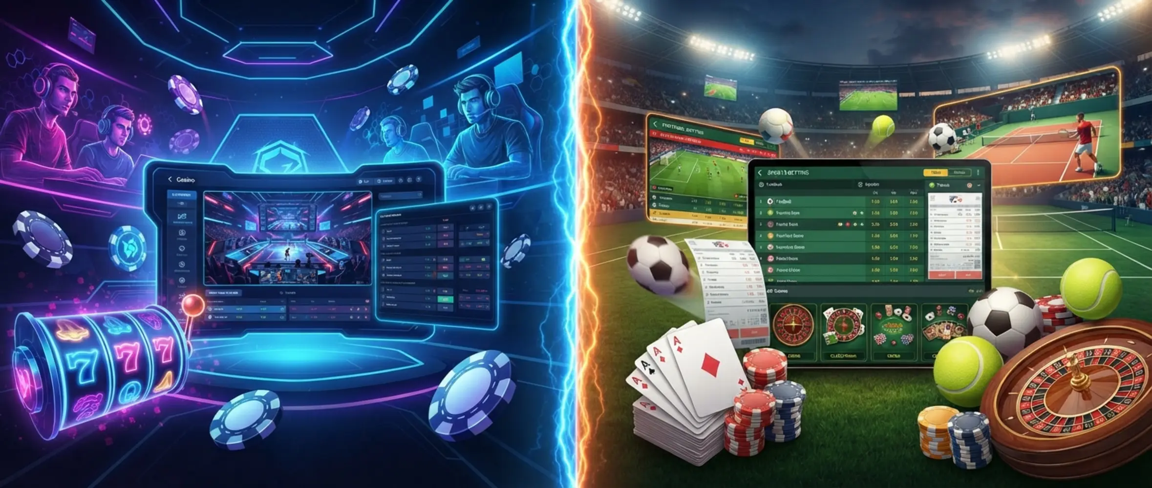 Banner porovnávajúci dve online kasínové platformy
