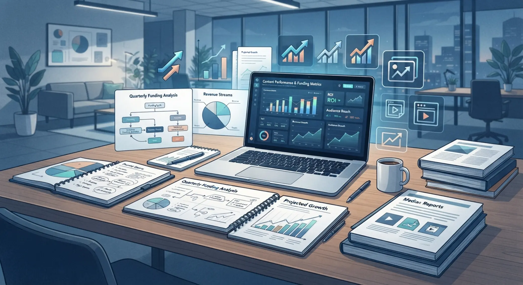 Ilustrácia financovania obsahu cez reporty a analytiku