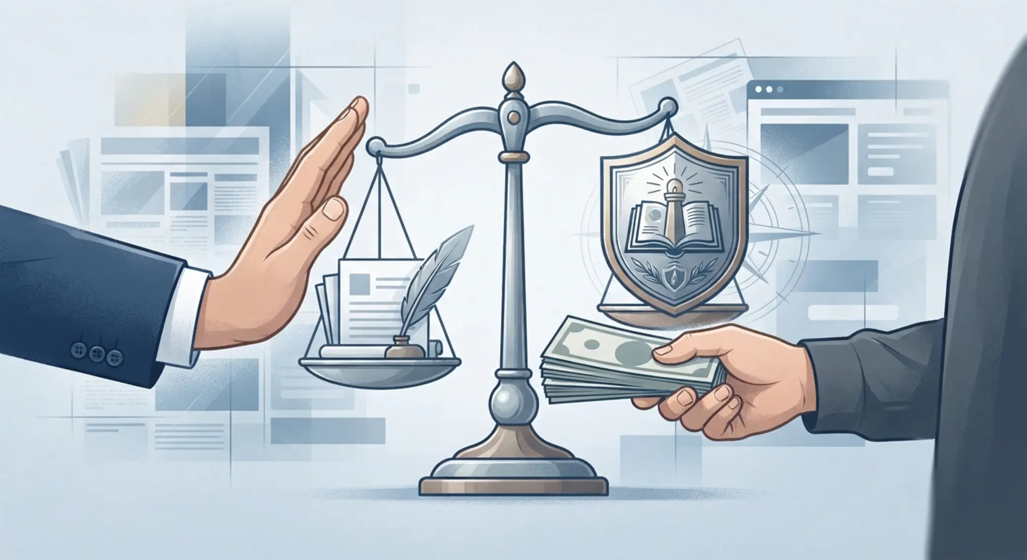 Ilustrácia nezávislosti recenzií a odmietnutia vplyvu peňazí