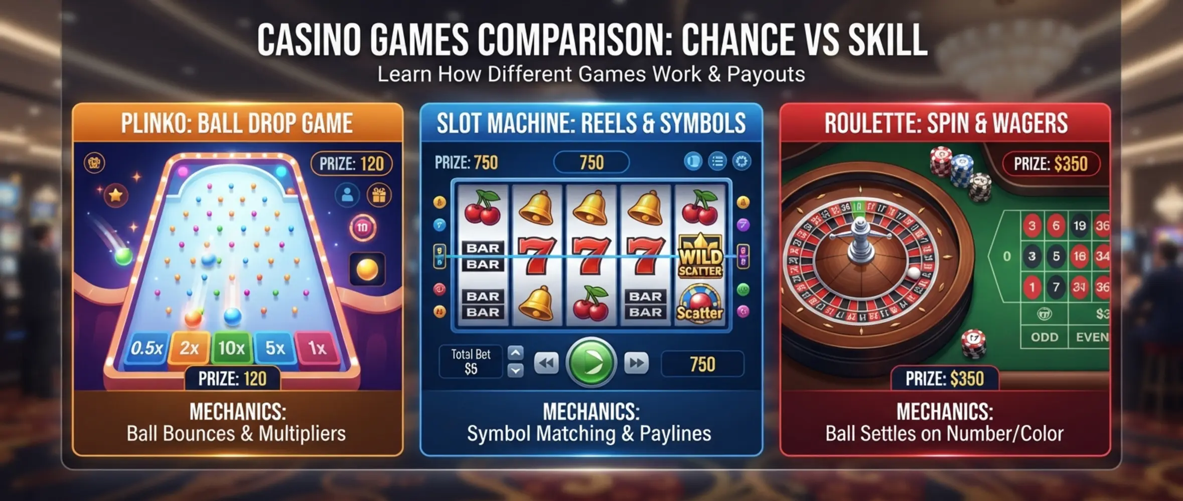 Porovnanie Plinko s ďalšími casino hrami