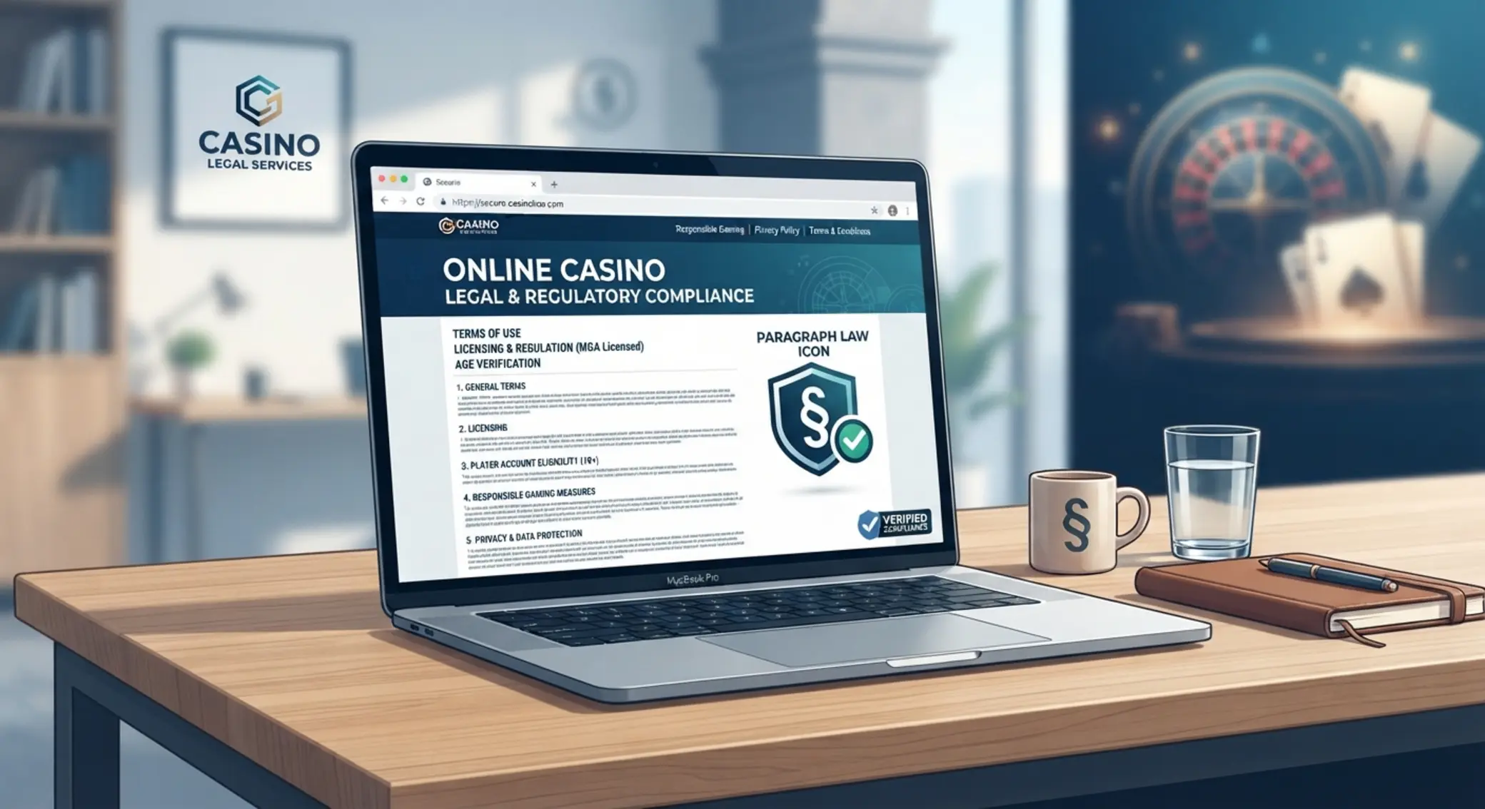 Právne informácie online Ilustrácia právnych informácií pre online casino web