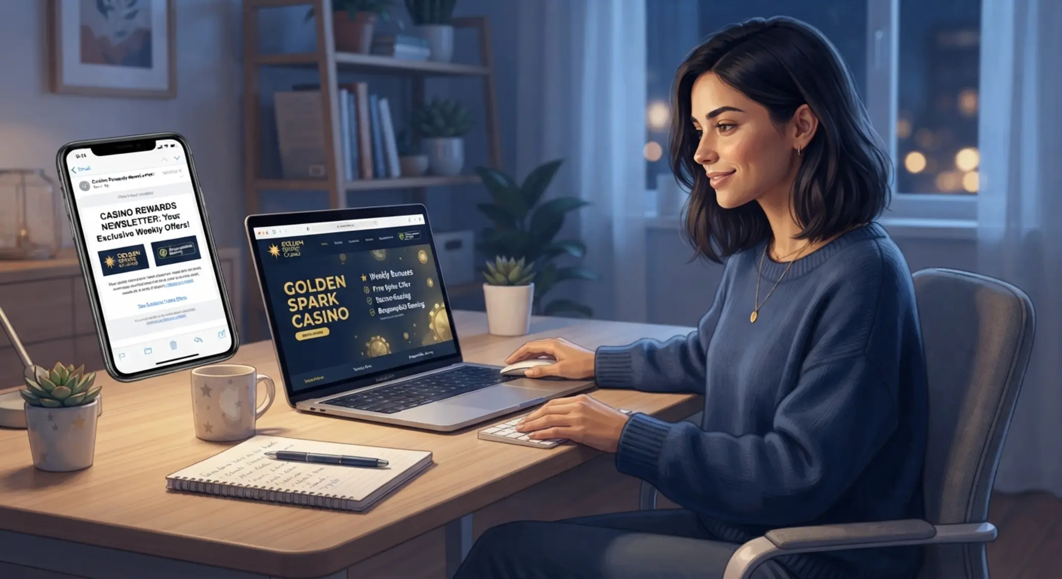 Hráč prezerá oficiálne promo stránky a newsletter kasína