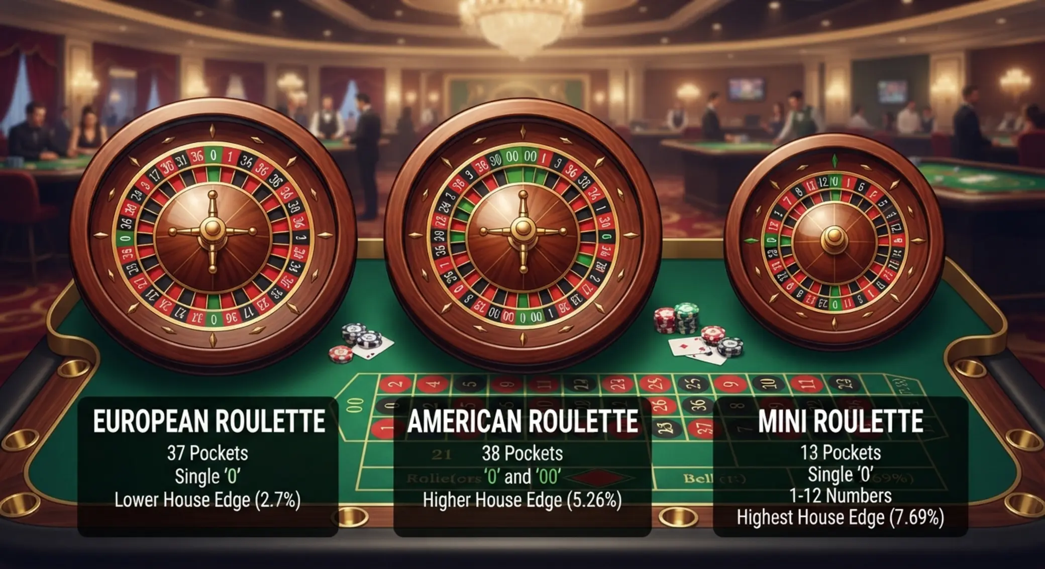 Porovnanie európskej, americkej a mini rulety